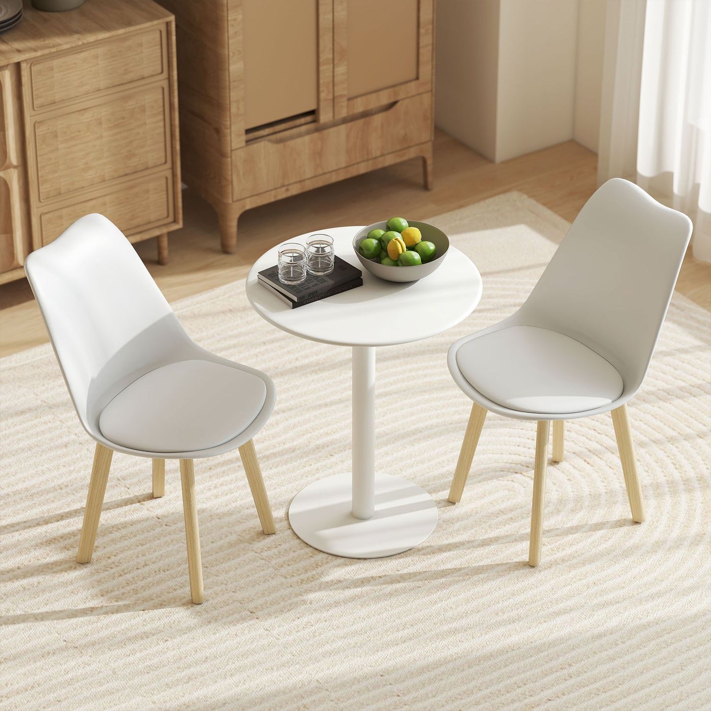 Round dining table for 2 people, steel, for indoor and outdoor use, white