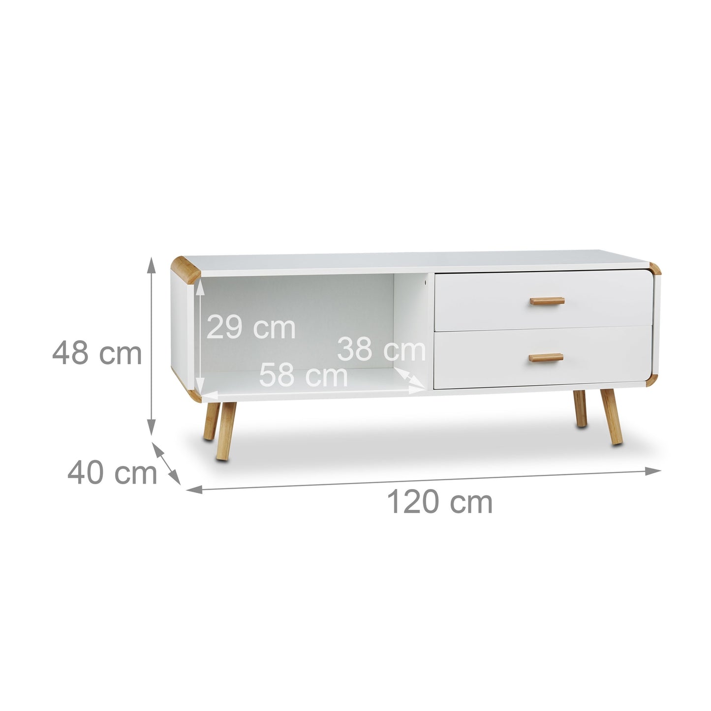 Rounded Edge Sideboard with Storage, Nordic Design