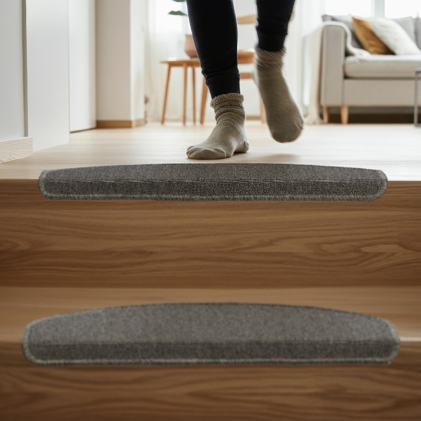 Rounded Stair Treads Set of 15 – Non-Slip, Self-Adhesive