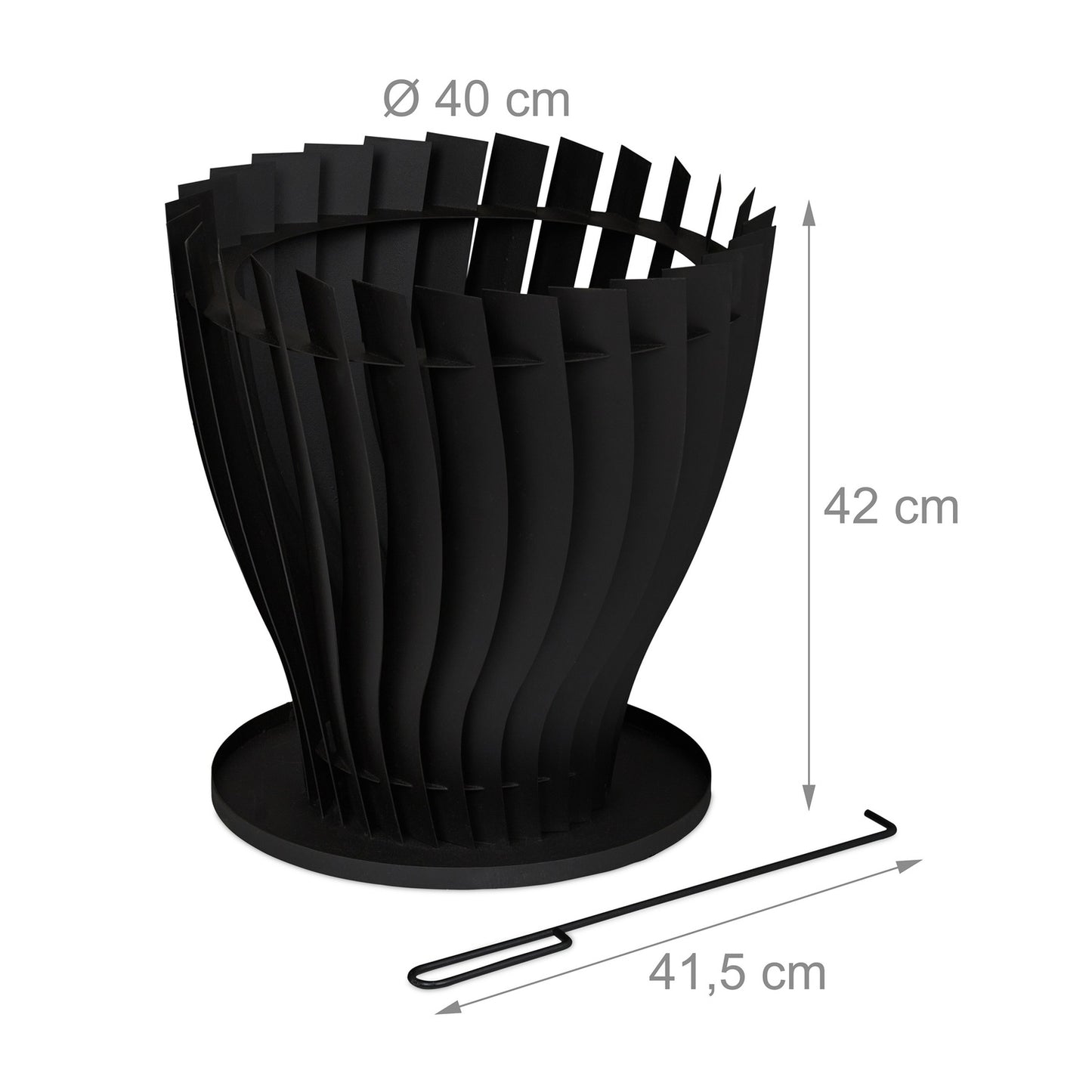 Round fire basket with fire fork