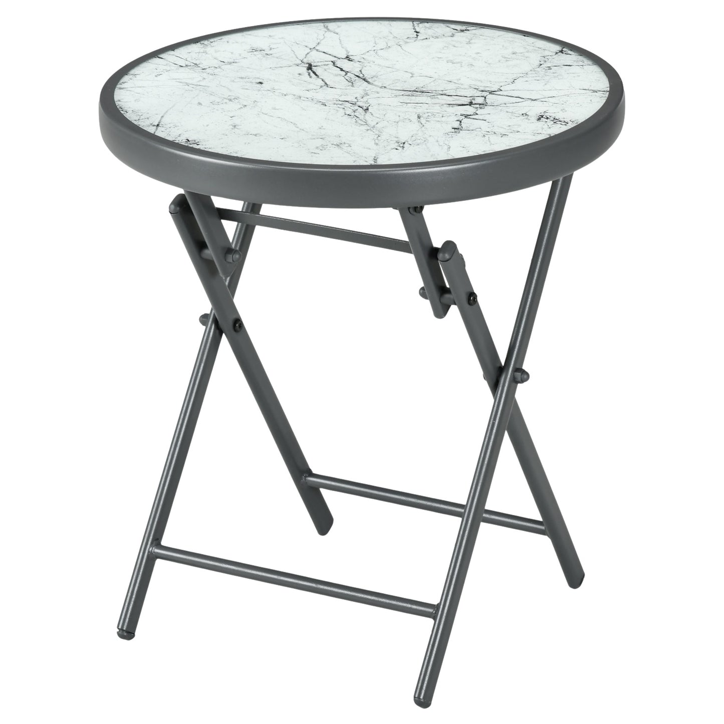 Round folding glass table - Marble Look, versatile use, 45x50 cm