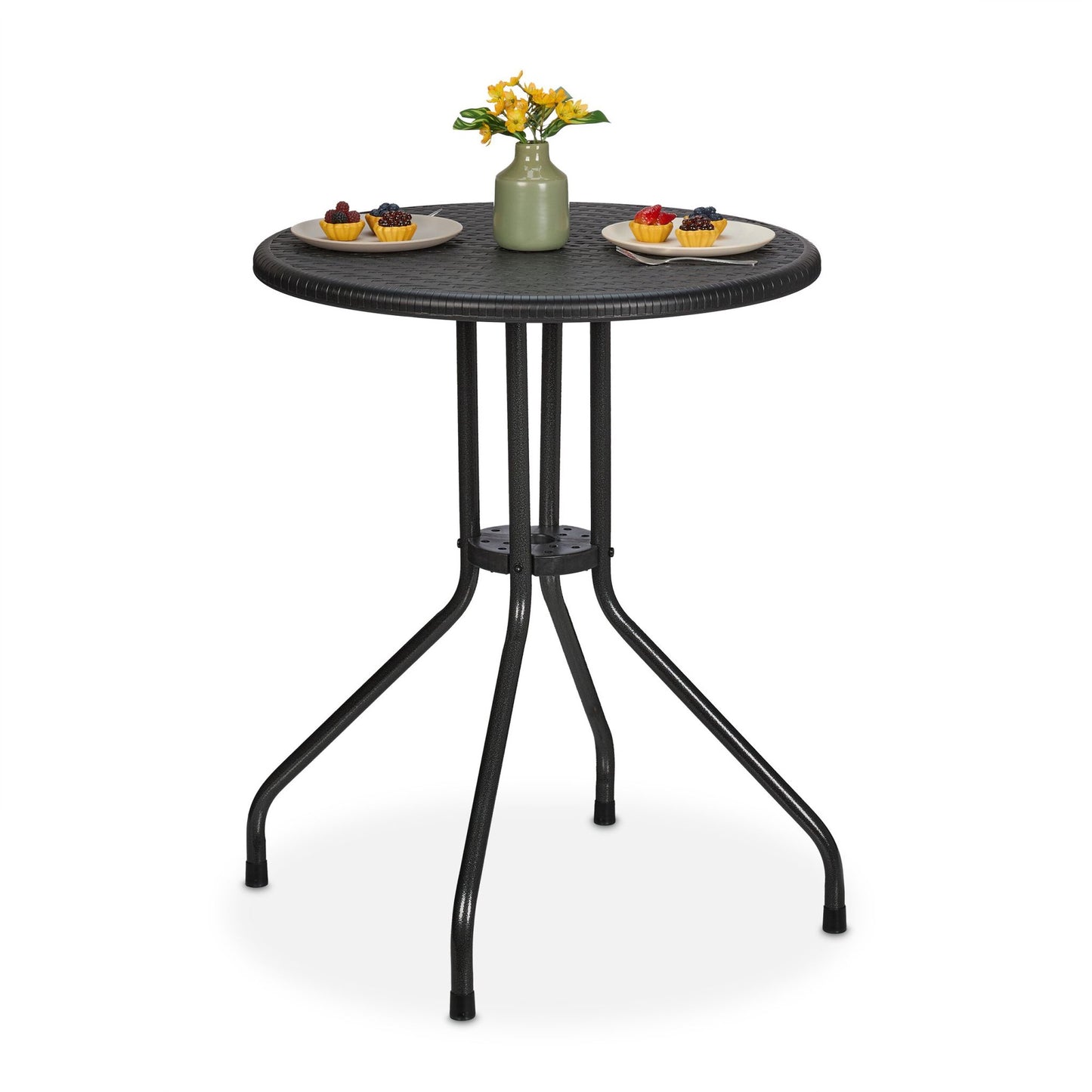 Round garden table in rattan look