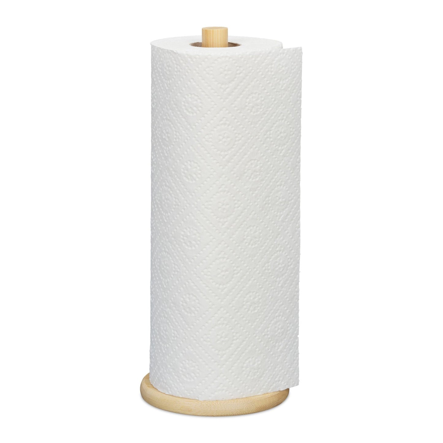 Round kitchen roll holder in bamboo