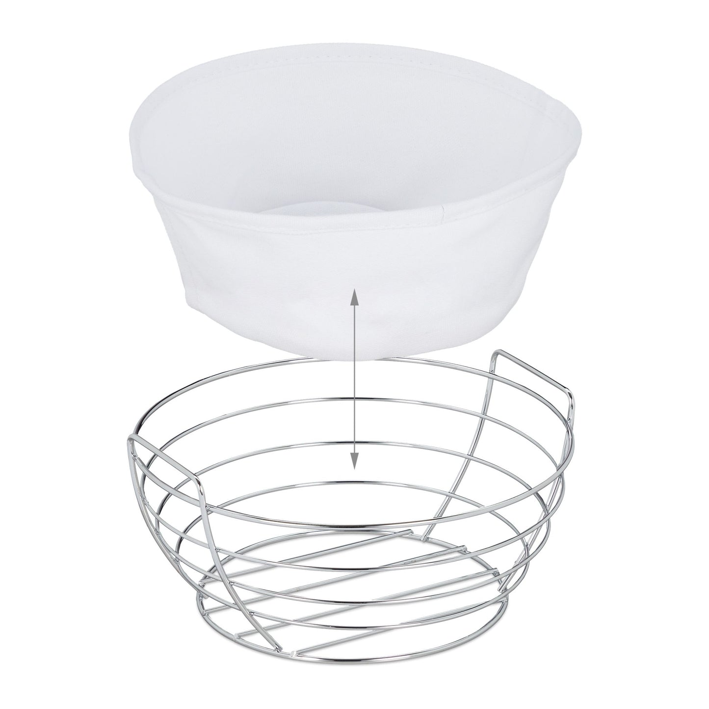Round metal bread basket with cover