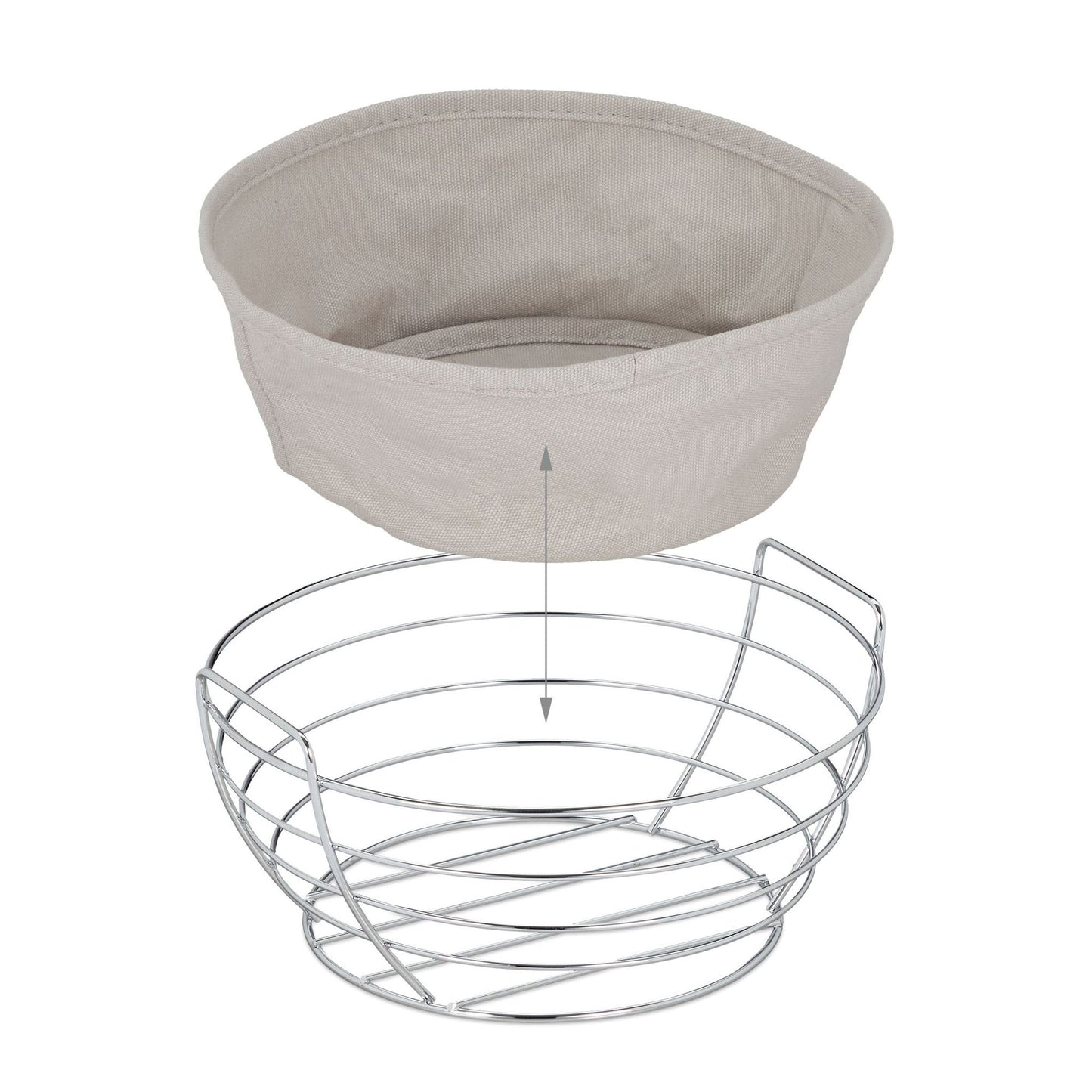 Round metal bread basket with cover