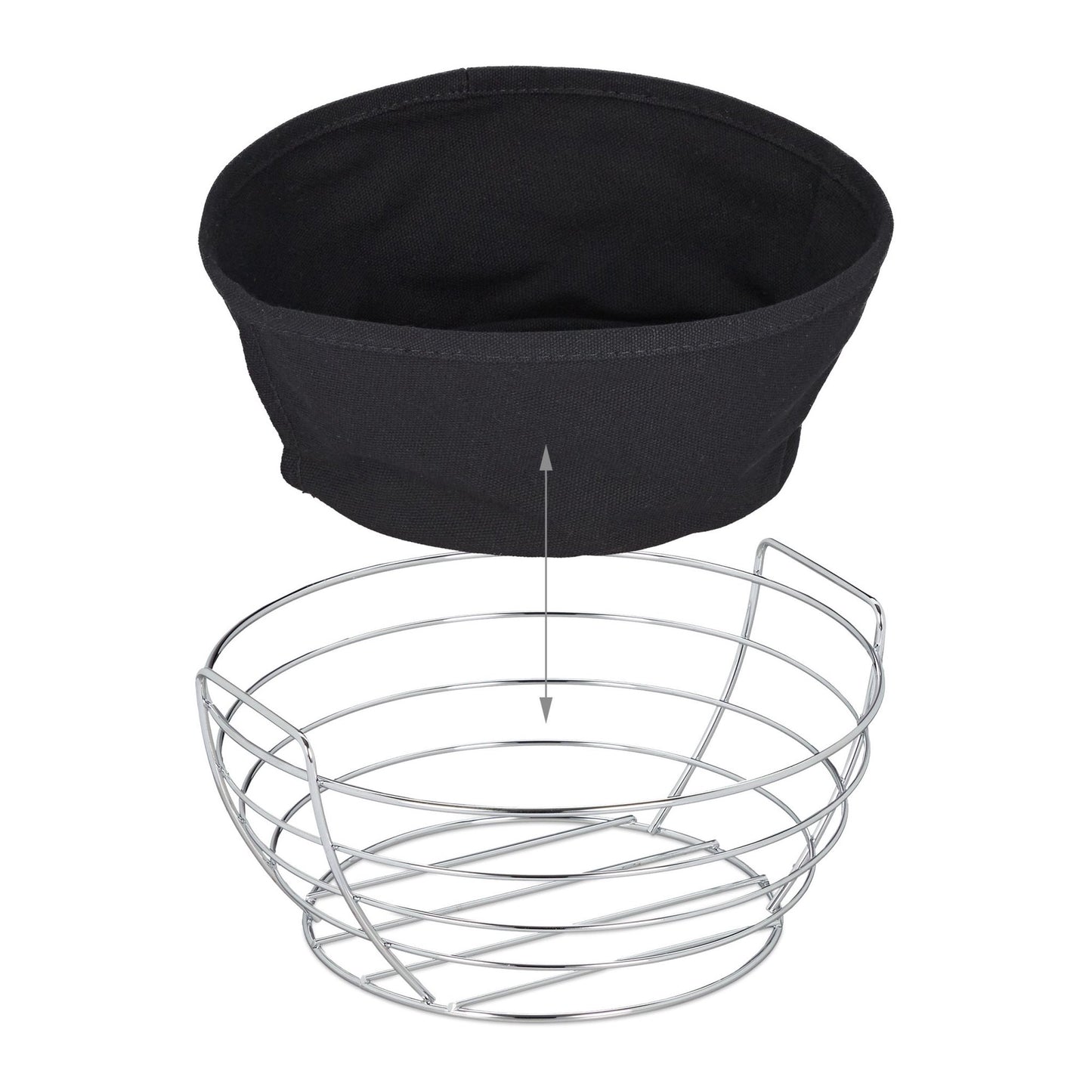 Round metal bread basket with cover