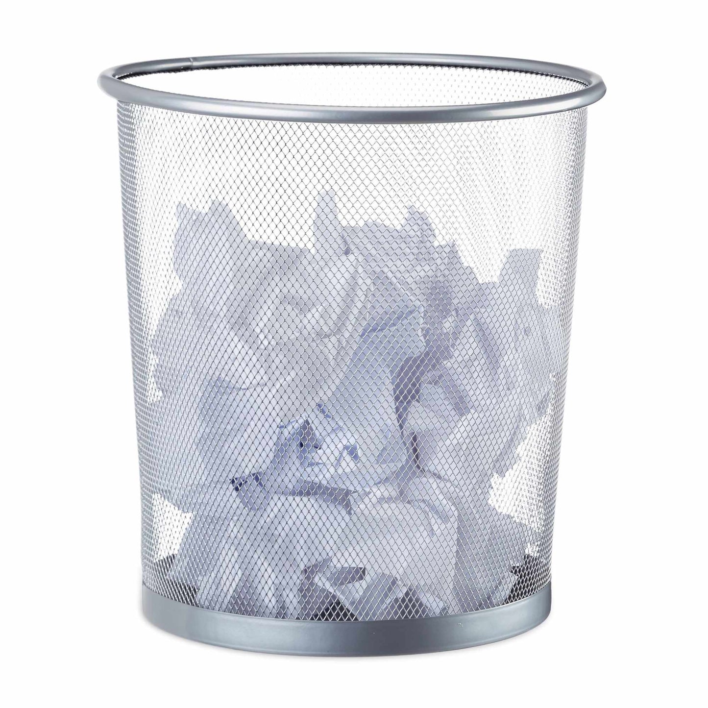 Round metal wastebasket