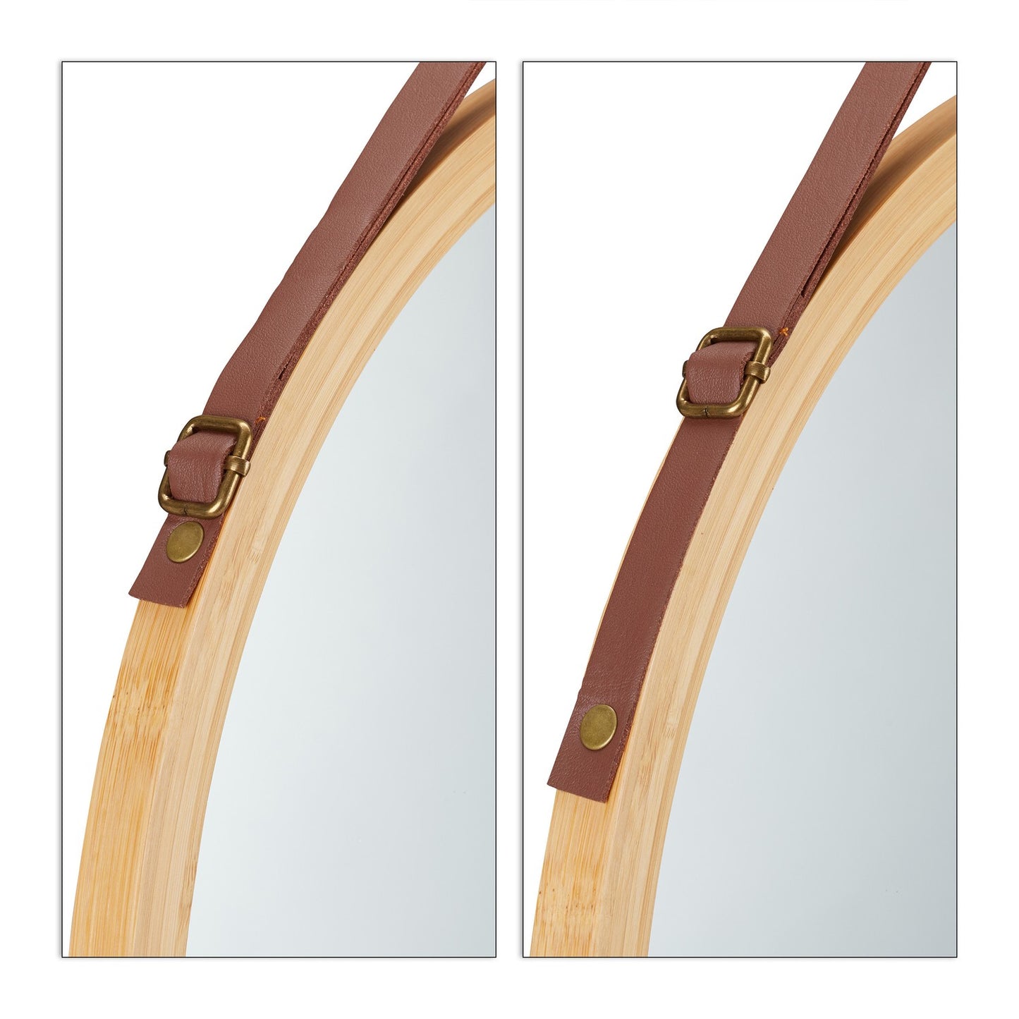 Round mirror with strap