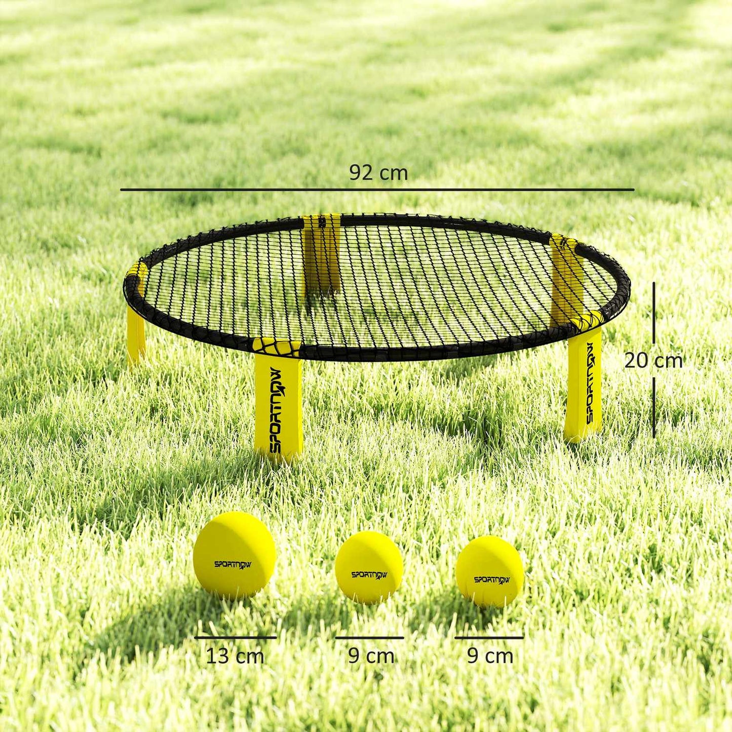 Roundnet Set Game set with play net 3 balls carrying bag ball pump spikeball set Ø92 x 20 cm yellow