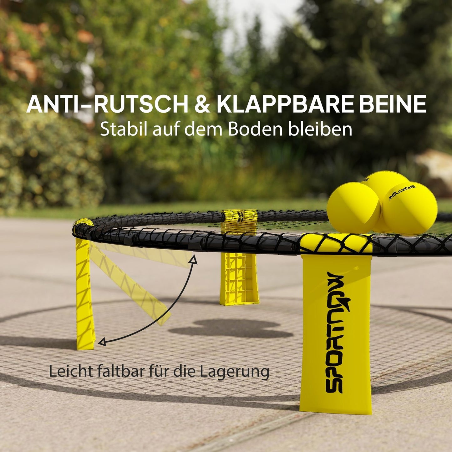 Roundnet Set Game set with play net 3 balls carrying bag ball pump spikeball set Ø92 x 20 cm yellow