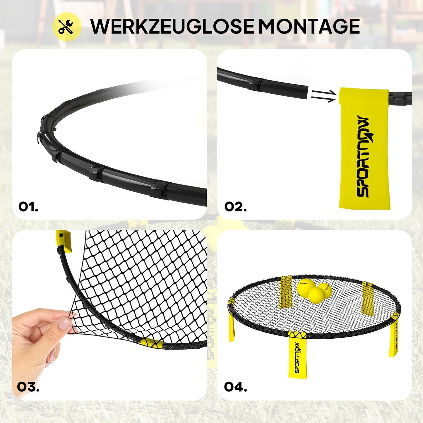 Roundnet Set Game set with play net 3 balls carrying bag ball pump spikeball set Ø92 x 20 cm yellow