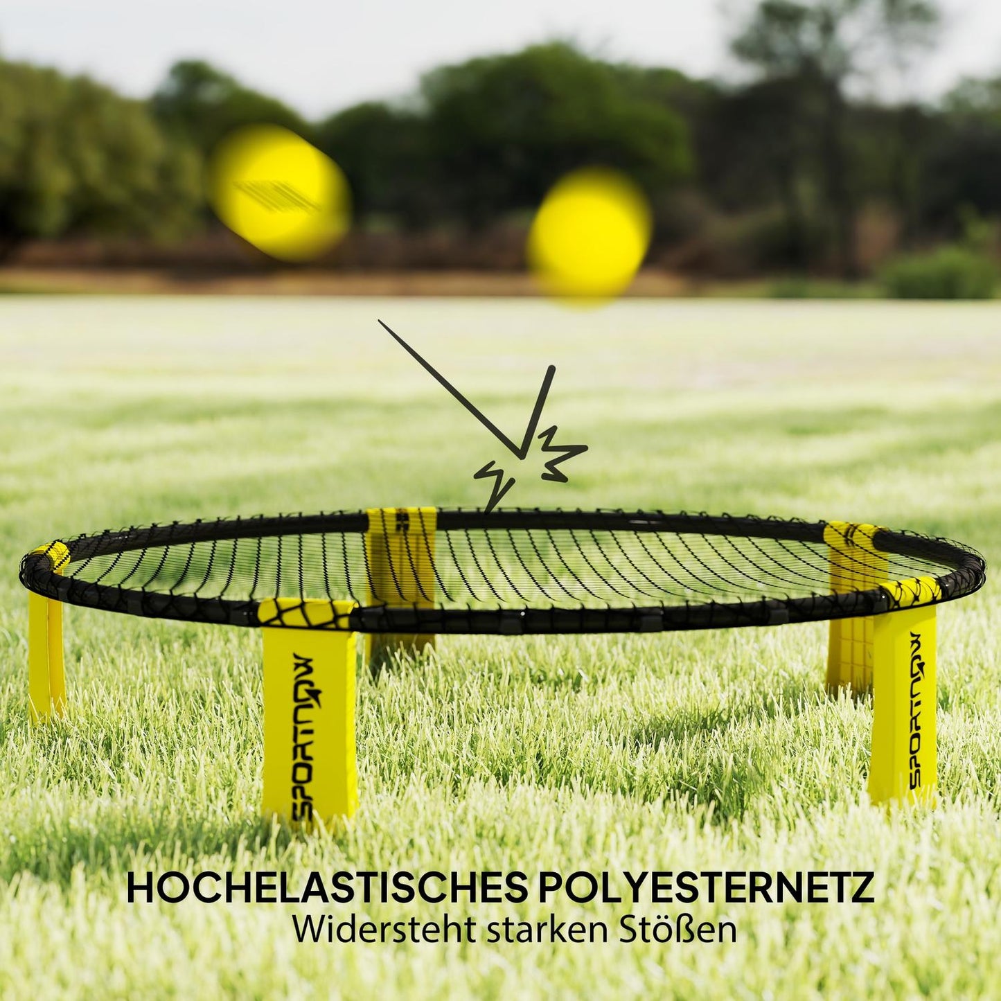 Roundnet Set Game set with play net 3 balls carrying bag ball pump spikeball set Ø92 x 20 cm yellow