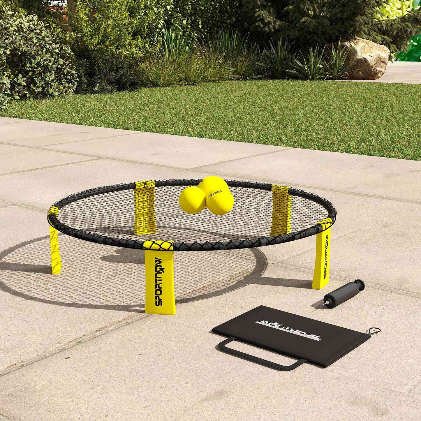Roundnet Set Game set with play net 3 balls carrying bag ball pump spikeball set Ø92 x 20 cm yellow