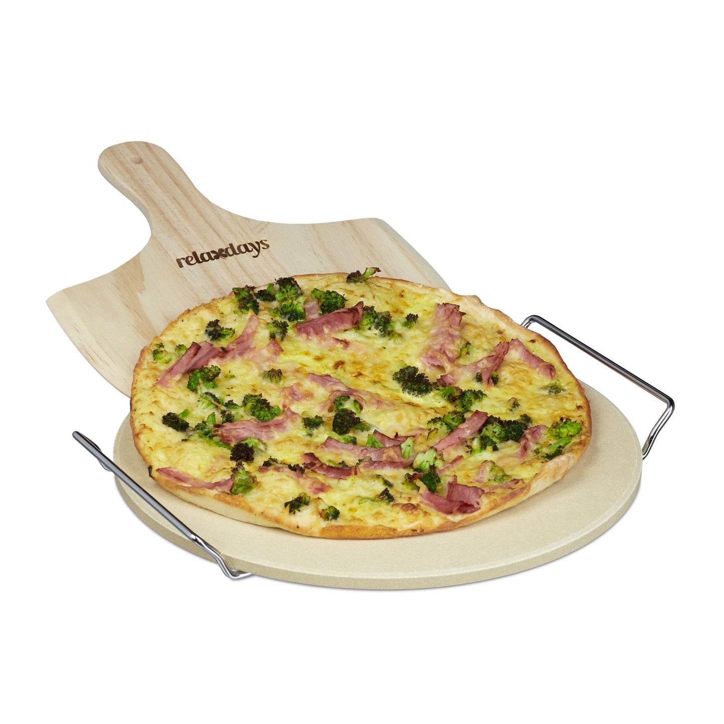 Round pizza stone in a set