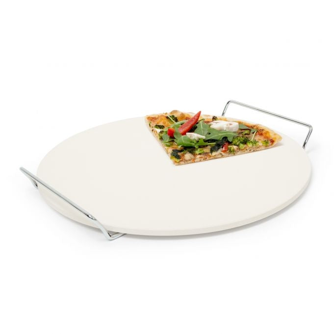 Round pizza stone with holder
