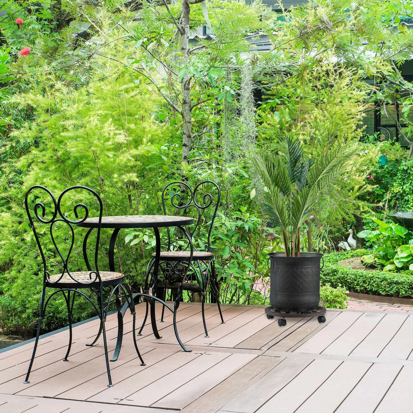 Round rolling plate for potted plants