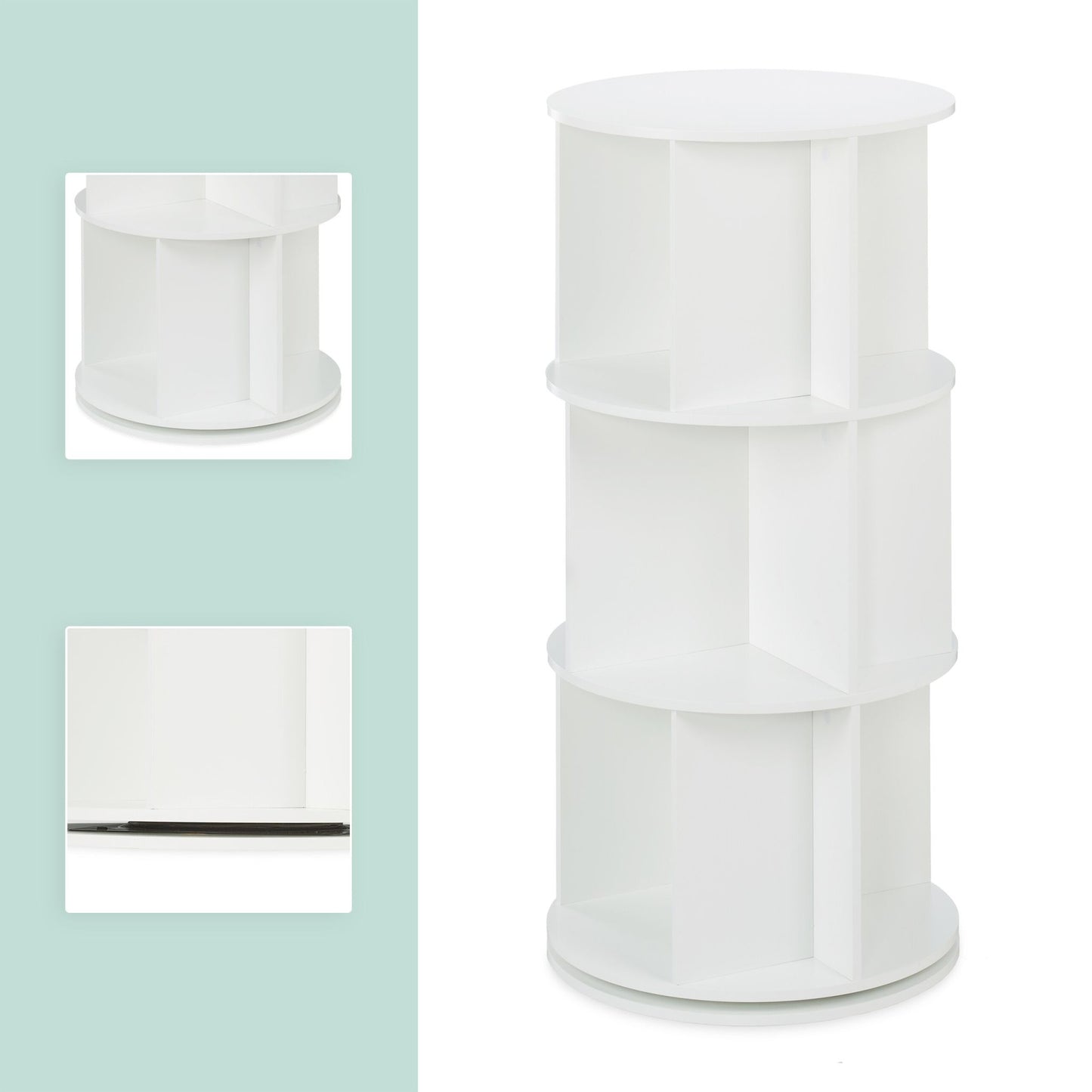 Round rotatable bookshelf