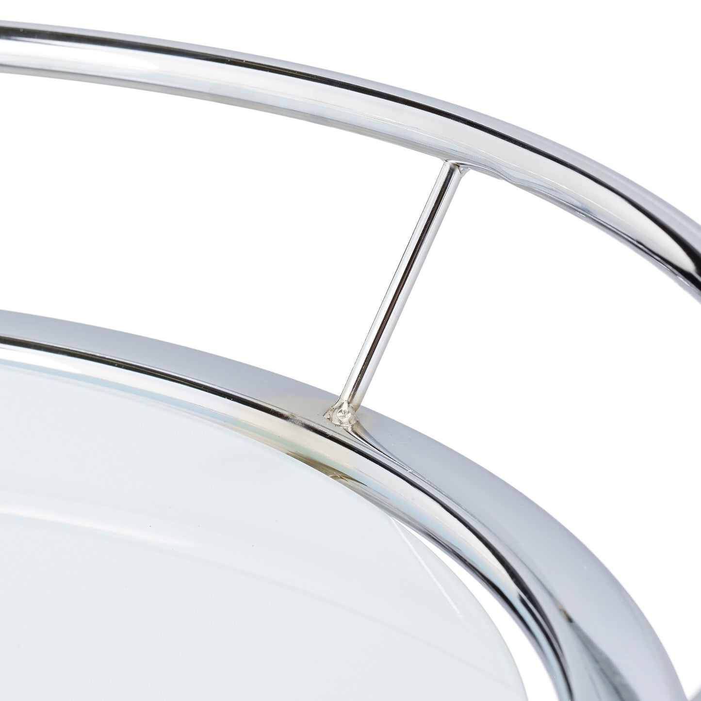 Round serving trolley chrome & glass