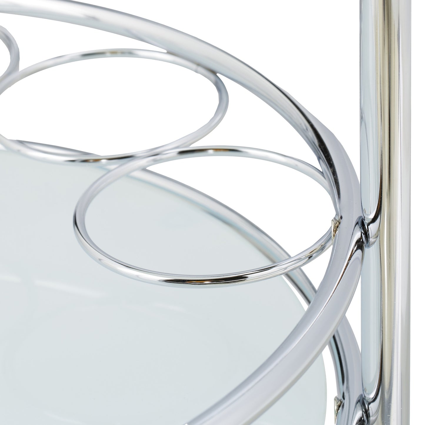 Round serving trolley chrome & glass