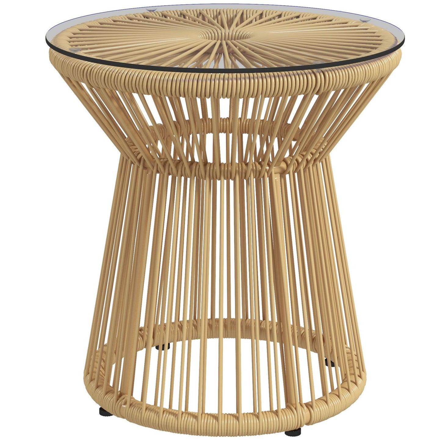 Round Patio Table - Glass Top, Metal Drum Design