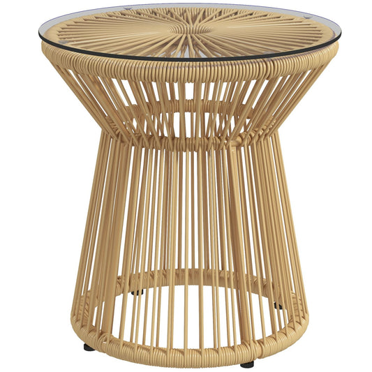 Round Patio Table - Glass Top, Metal Drum Design