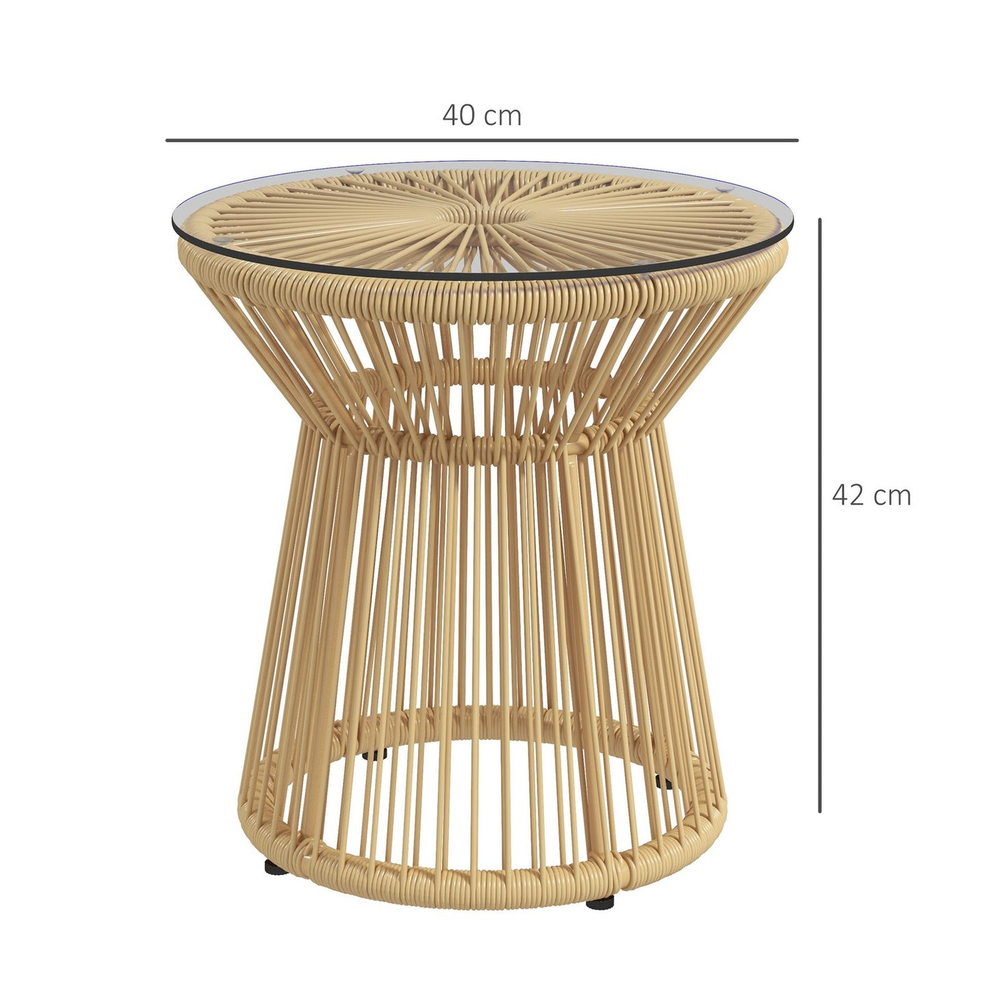 Round Patio Table - Glass Top, Metal Drum Design