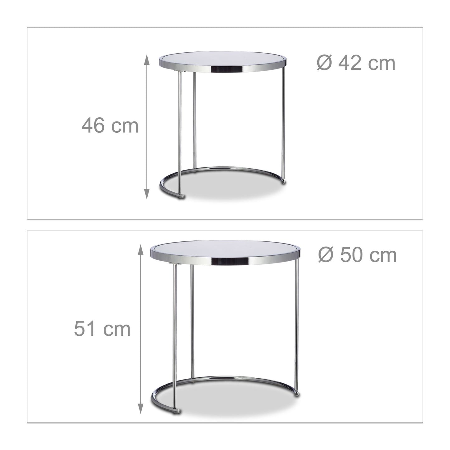 Round side table in silver