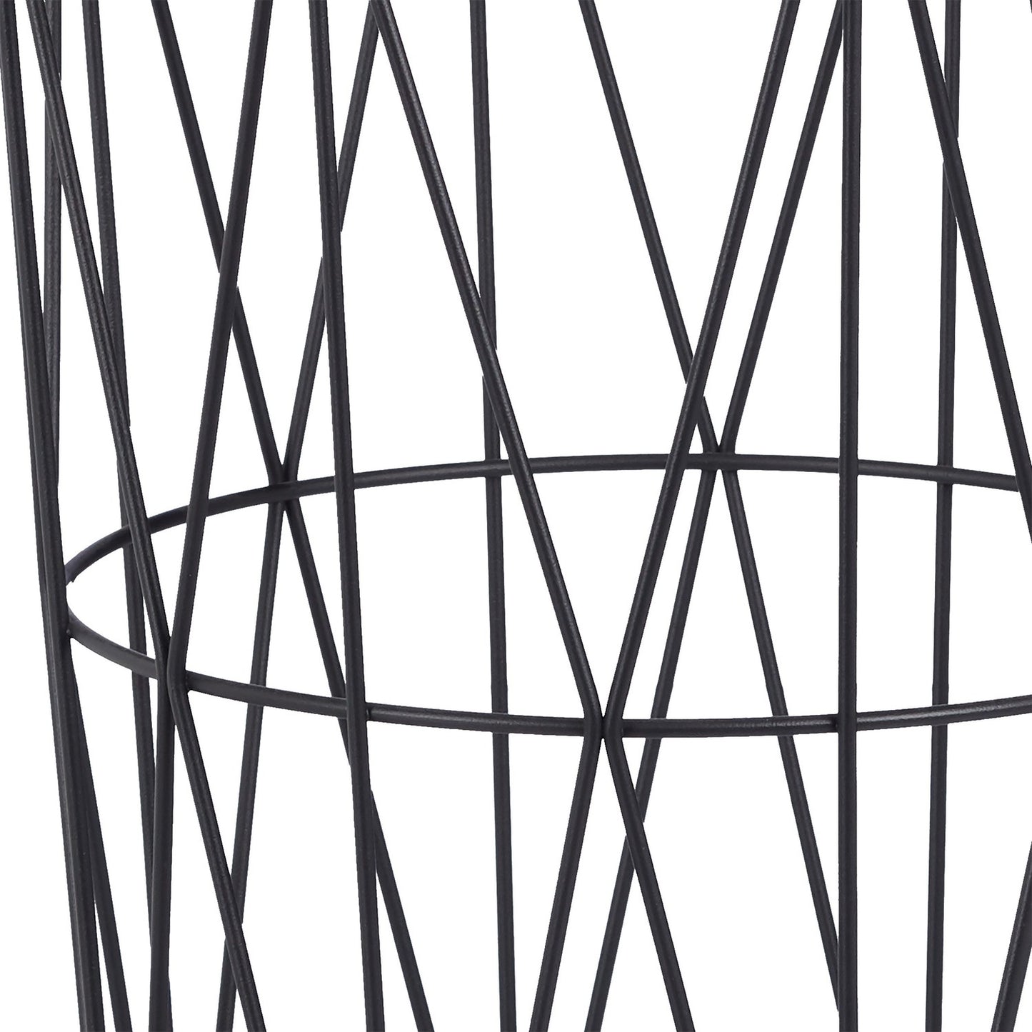 Round side table with metal basket