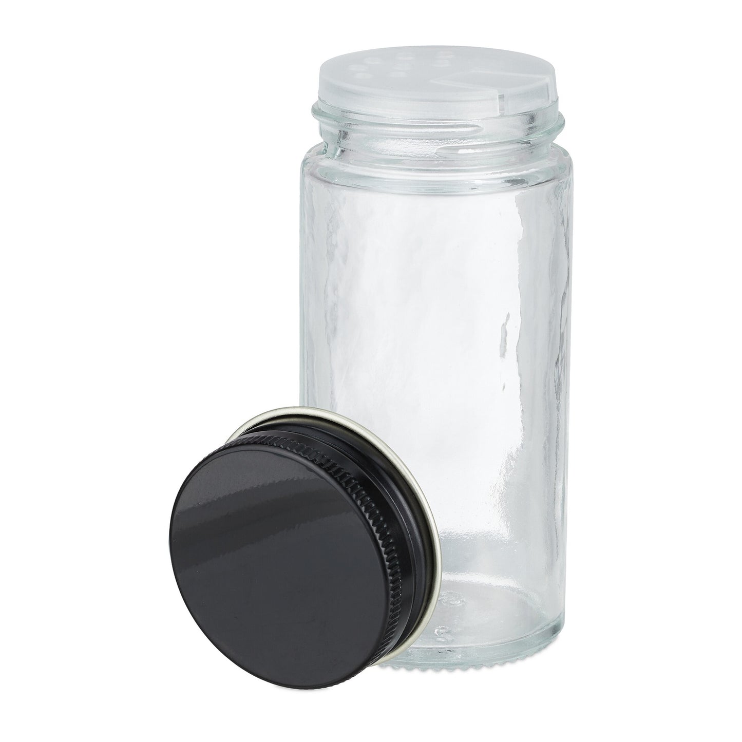 Round spice jars with labels