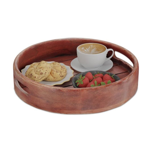 Round tray in mango wood
