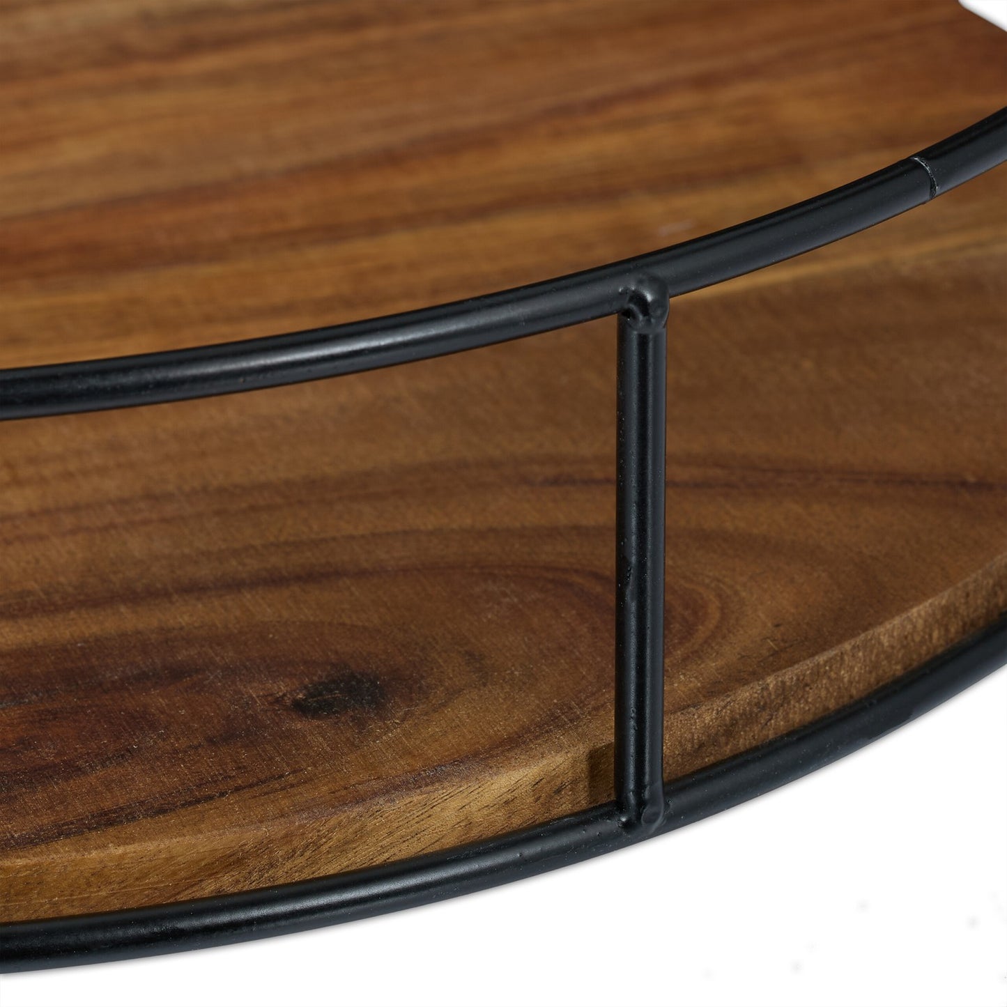 Round tray with metal edge