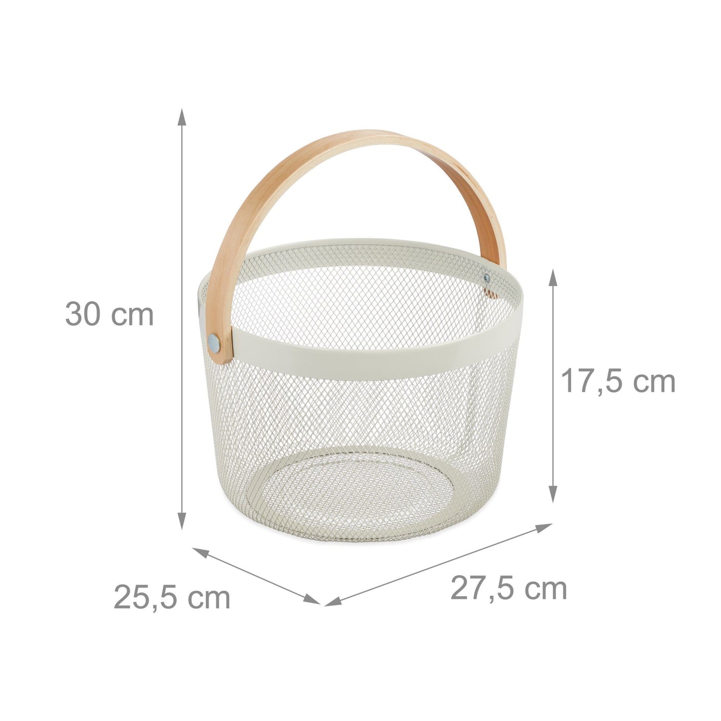 Round wire basket with handle