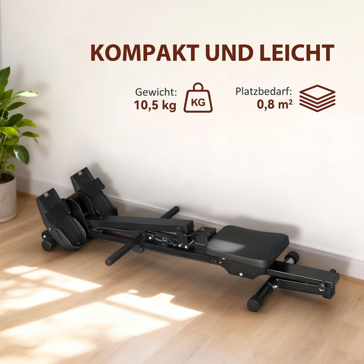 Rowing Machine for Home, LCD Monitor, 150 kg Capacity, Steel