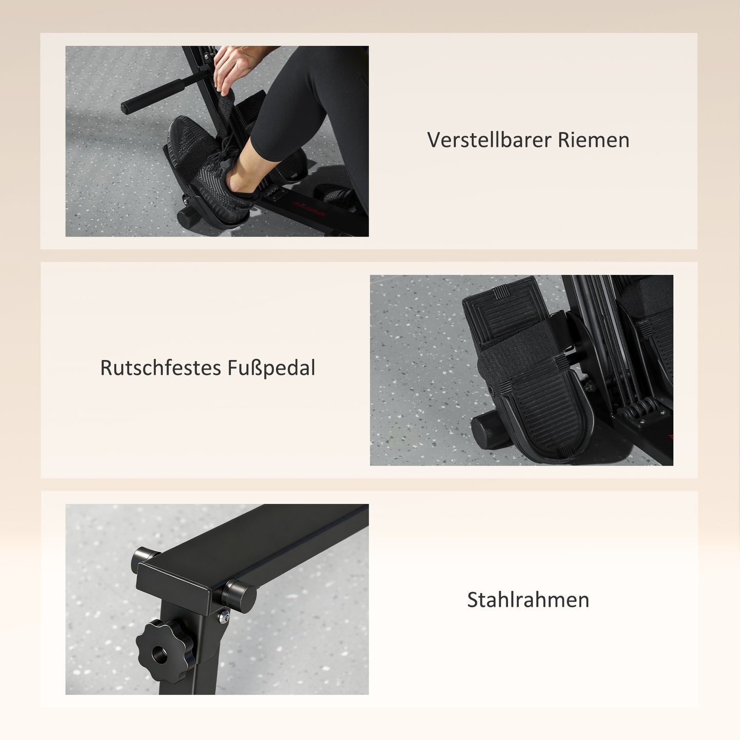 Rowing Machine for Home, LCD Monitor, 150 kg Capacity, Steel