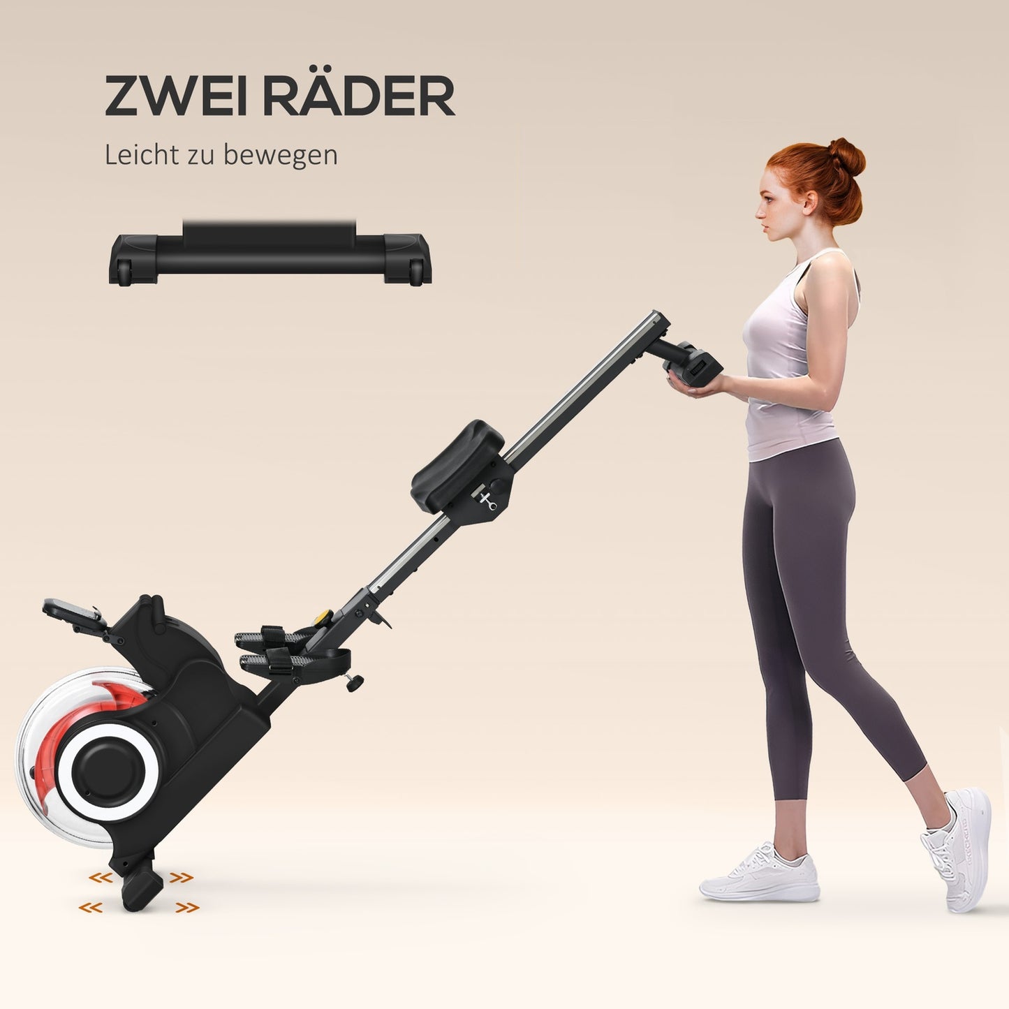 Collapsible water rowing machine, LCD screen and wheels