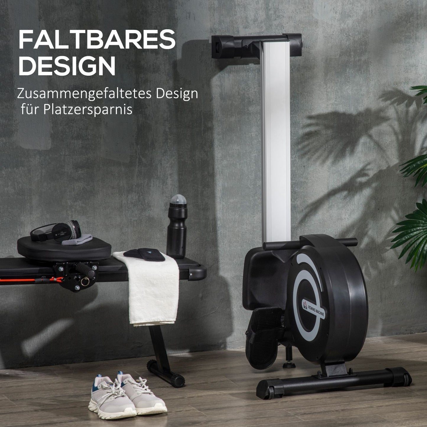 Folding rowing machine - 8 levels, training for the whole body