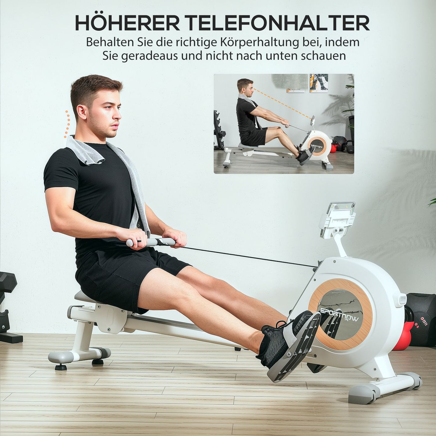 Magnetic rowing machine for the home with 16 resistance levels