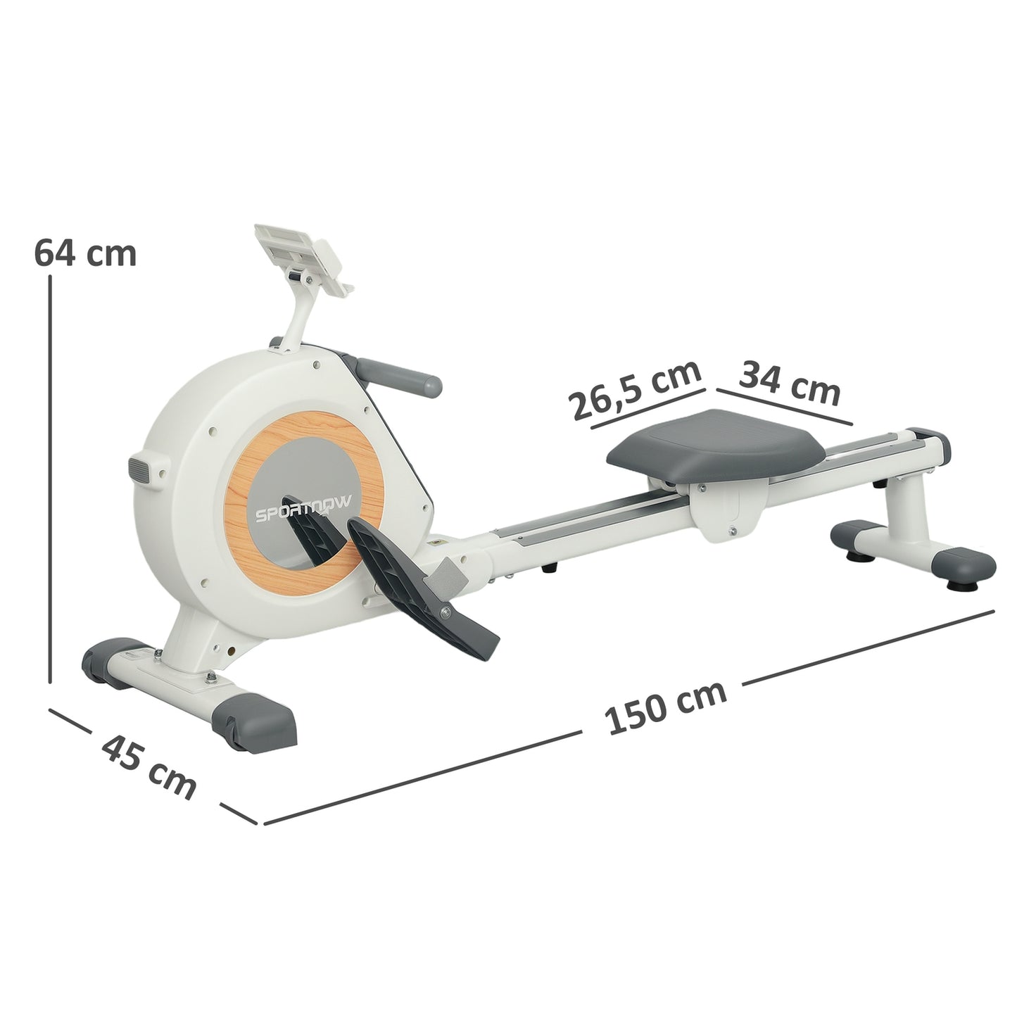 Magnetic rowing machine for the home with 16 resistance levels