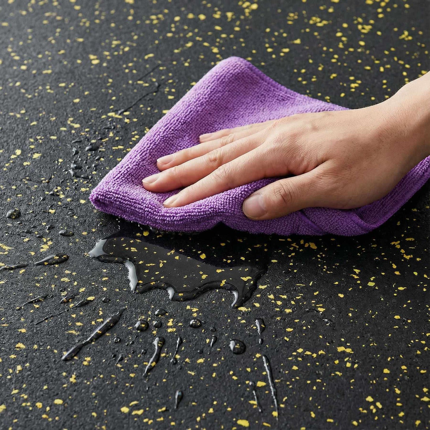 Rubber Gym Flooring, 35mm Black/Yellow, 1x1m, Shock Absorbent