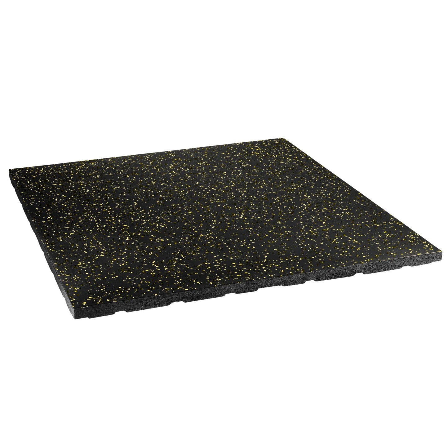 Rubber Gym Flooring, 35mm Black/Yellow, 1x1m, Shock Absorbent