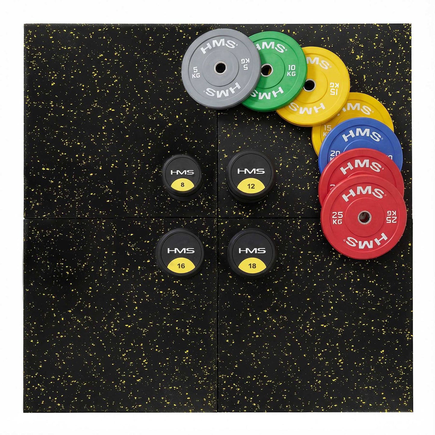 Rubber Gym Flooring, 35mm Black/Yellow, 1x1m, Shock Absorbent
