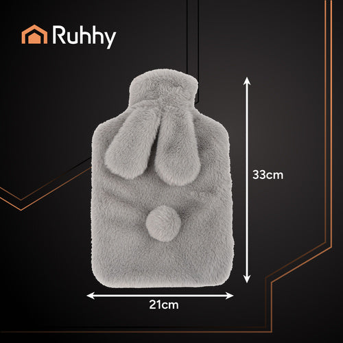 Rubber Hot Water Bottle with Plush Cover, 1.8L