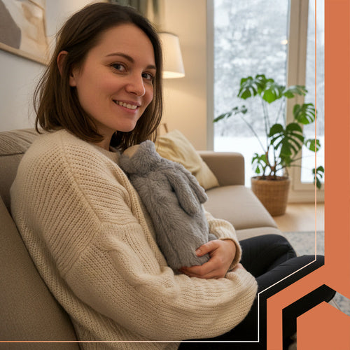 Rubber Hot Water Bottle with Plush Cover, 1.8L