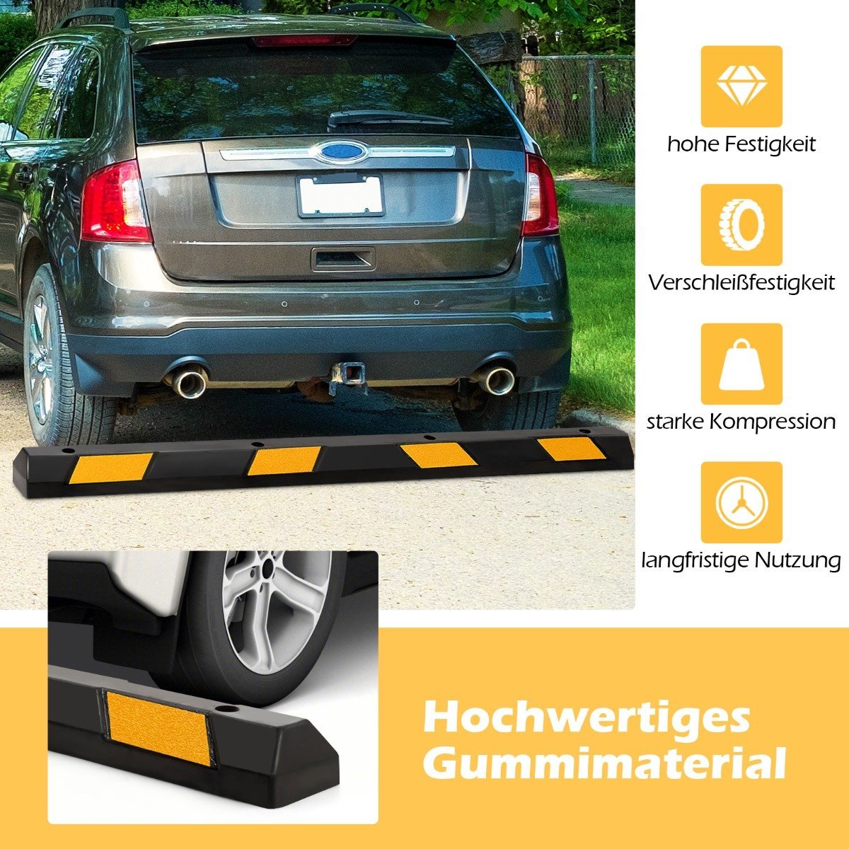 Rubber Parking Stopper, 183 cm, 4000 kg Capacity