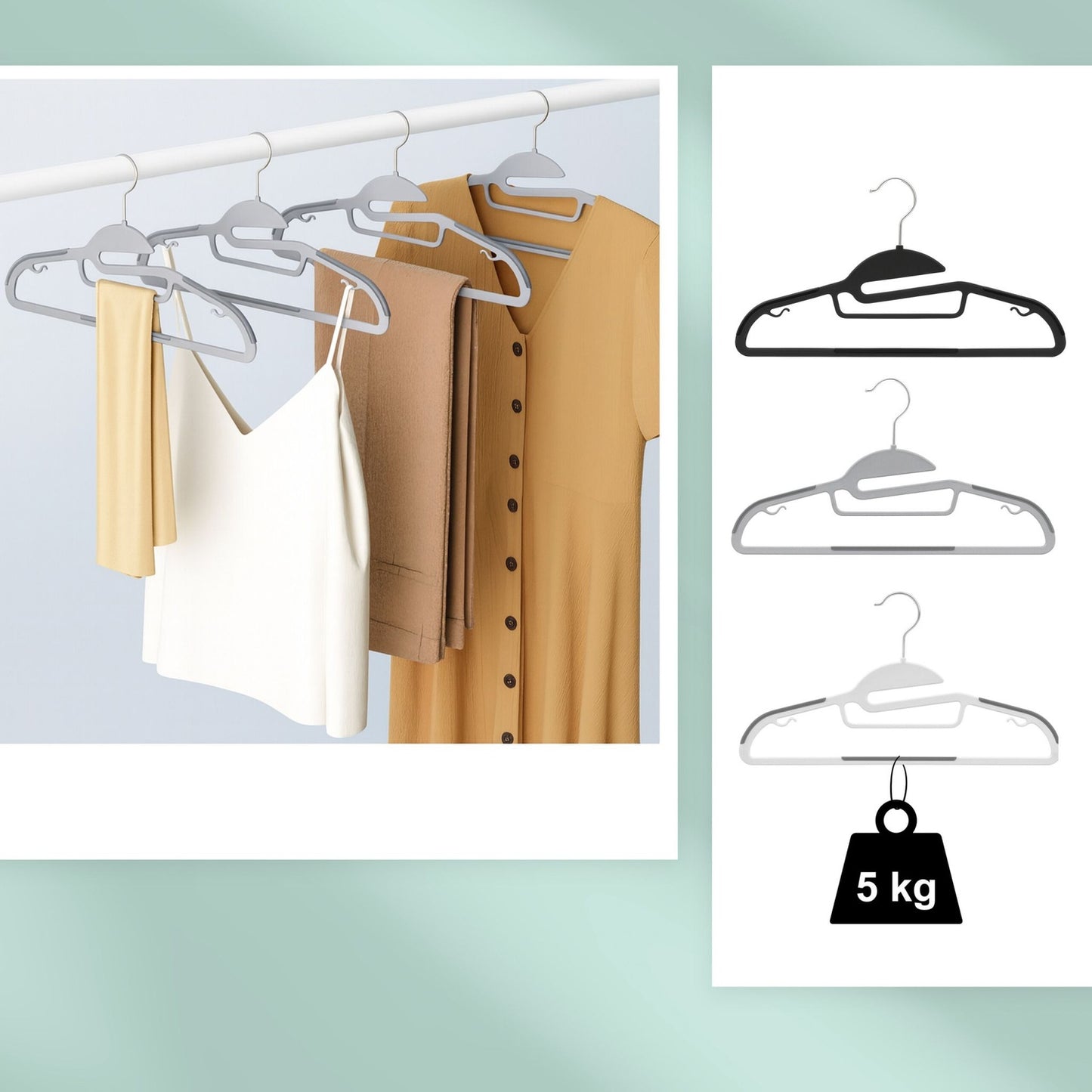 Rubberised Space-Saving Clothes Hangers – Set of 10