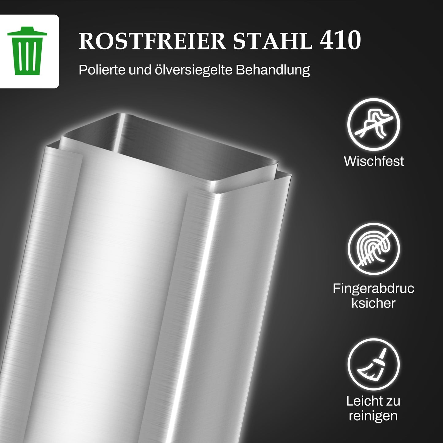 20L pedal container in stainless steel with inner container, living room/office