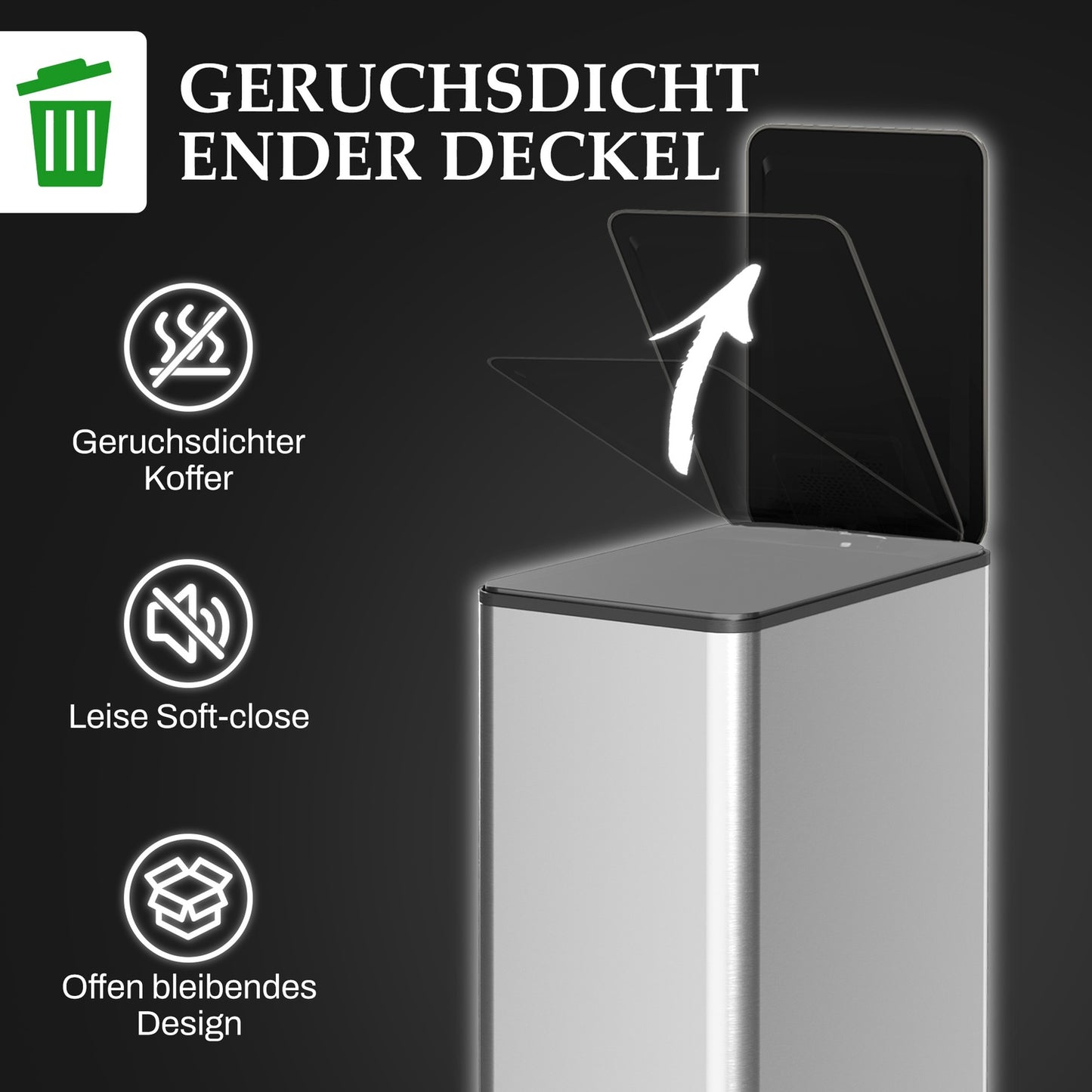 20L pedal container in stainless steel with inner container, living room/office