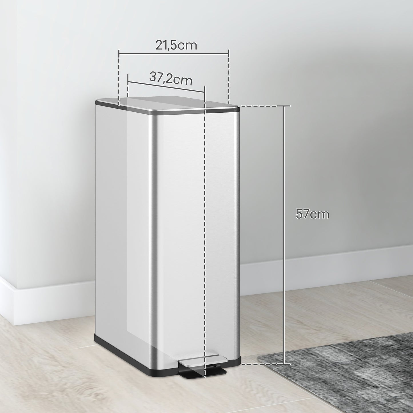 20L pedal container in stainless steel with inner container, living room/office