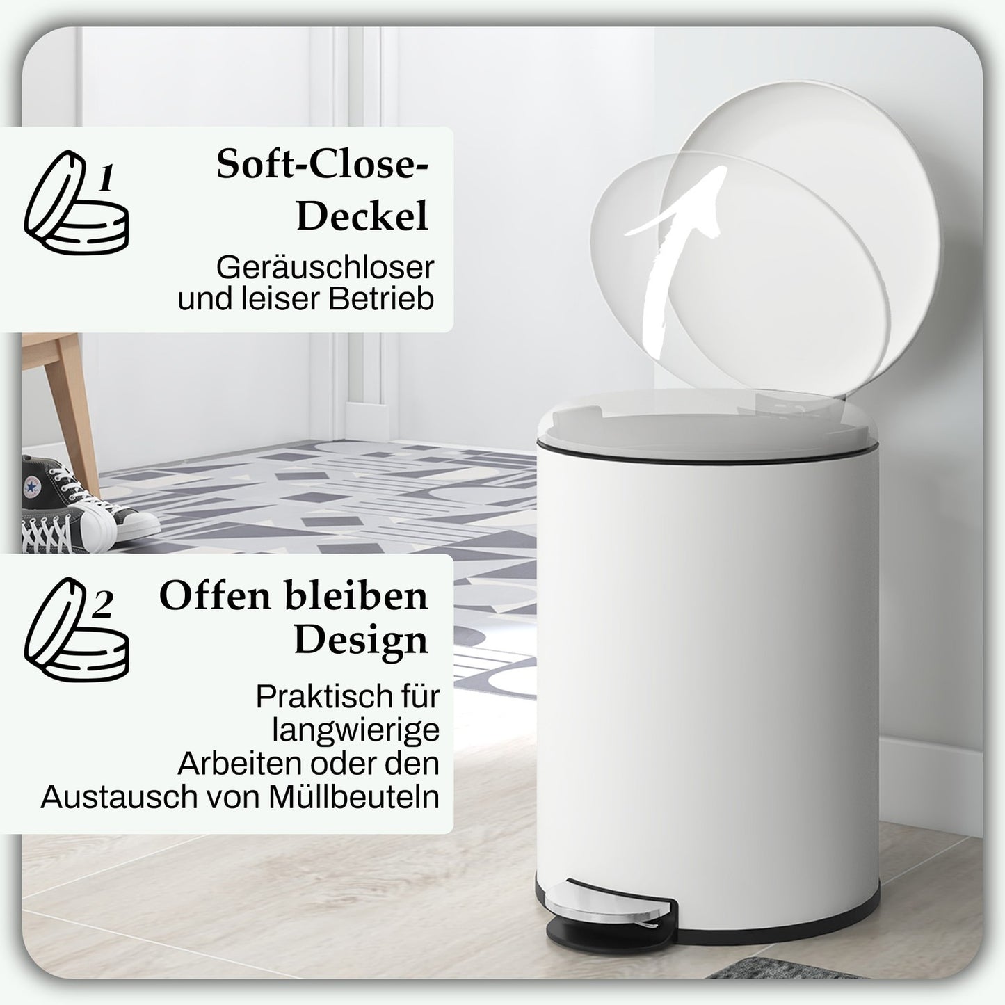 Metal pedal waste container with inner basket, 20L, 36x30x44.5 cm