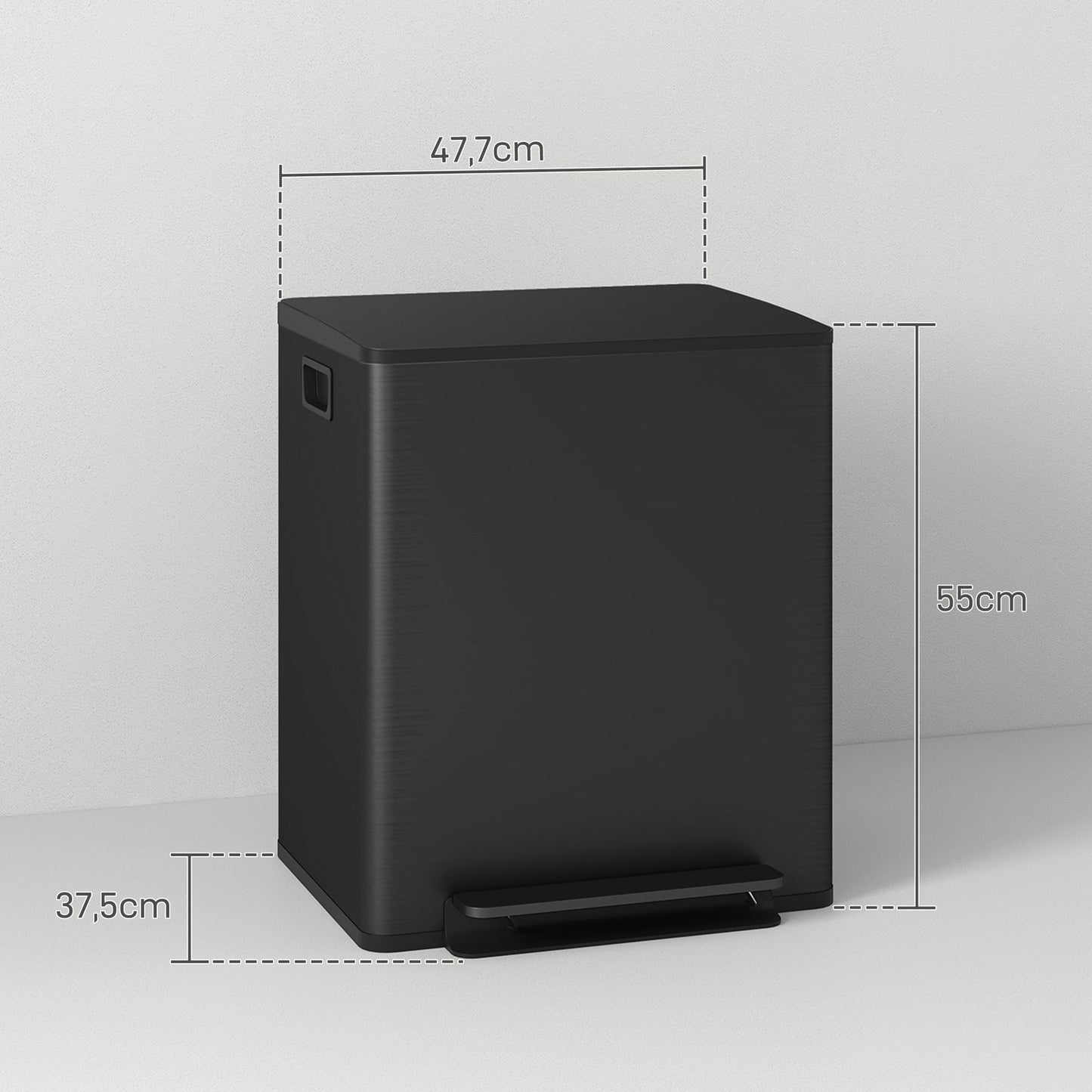 Stainless steel 50L double pedal container with inner container